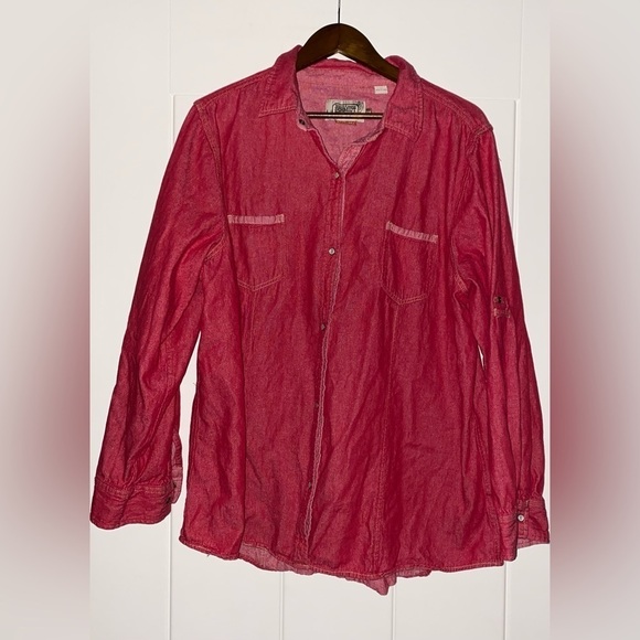 C.E. Schmidt Work Wear Fit Pearl Snap Button Women Shirt XL Cowgirl Chore Barn - Picture 7 of 8